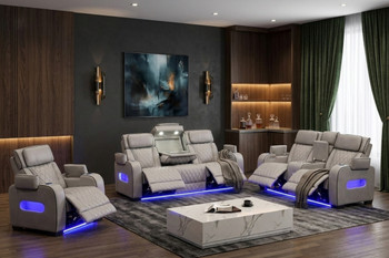 MARVEL Light Gray Livingroom with Bluetooth Speakers & LED Lighting