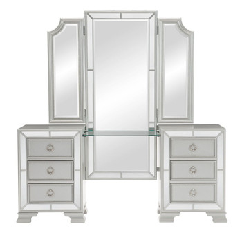 Avondale - Vanity Dresser With Mirror - Pearl Silver
