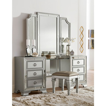 Avondale - Vanity Dresser With Mirror - Pearl Silver