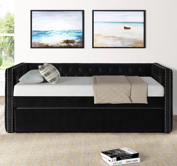 NAUTICA Black Velvet Daybed with Trundle