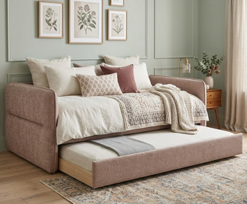 MAURA Mauve Tweed Daybed with Trundle
