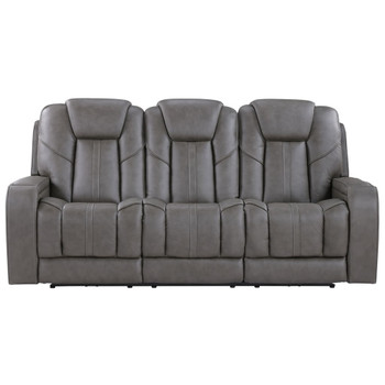 Daniel - Triple Power Leather Theater Sofa - Gray