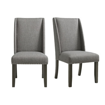 Everdeen - Side Chair With Gray Fabric and Nail Heads (Set of 2) - Charcoal