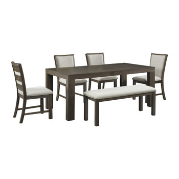 Grady - 6 Piece Dining Set (72" Table, 4 Chairs, Bench) - Brown