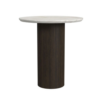 Sylvie - Round Table With White Faux Marble Top And Base