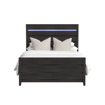 Tobias - Queen Panel Headboard With LED And Footboard And Slats - Black