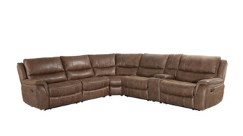Lehi - 6 Piece Manual Reclining Sectional - Dark Brown