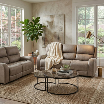 HELIOS Light Brown Reclining Sofa & Loveseat