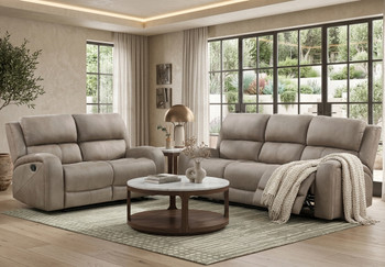 HELIOS Light Brown Reclining Sofa & Loveseat