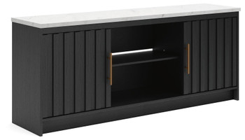 Cadmori - XL TV Stand With Fireplace Option - Black / White