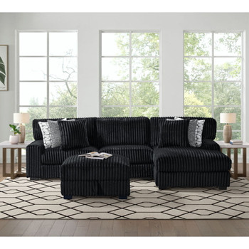 Nightfall - Storage Ottoman - Grand Cord Black