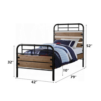 Adams - Twin Bed - Antique Oak & Black