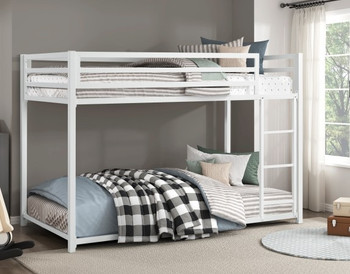 CHLOE White 78" x 42" Twin Metal Platform Low Bunkbed