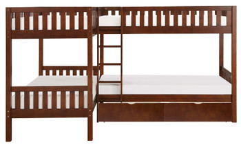 WILBUR Four Bed Corner Twin Bunk Bed with Storage