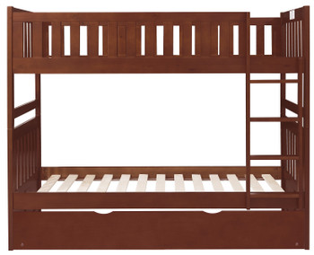 WILBUR Dark Cherry Twin over Twin Bunk Bed with Trundle