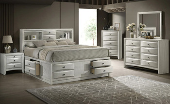 WATSON White Storage Platform Bedroom Set