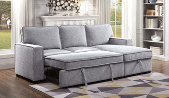 ELIJAH Gray 92" Wide Reversible Sectional with Pull-Out Sleeper & Storage (RTA)