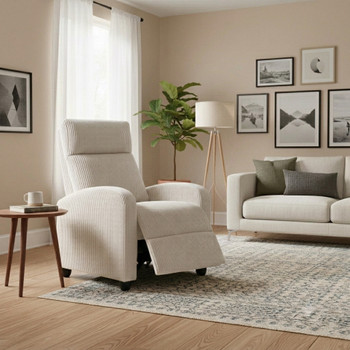 KENNEDALE CREAM Corduroy 27" x 40" Height Push-Back Recliner Chair