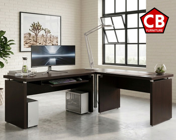 BRENNER Dark Brown 83" x 67" Reversible Computer Desk (RTA)