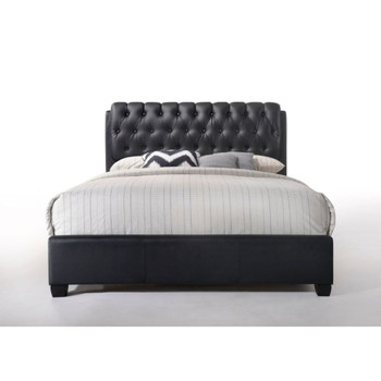 Ireland II - Eastern King Bed - Black Synthetic Leather