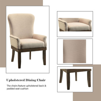 Landon - Arm Chair - Beige Linen & Salvage Brown