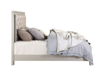 Sliverfluff - Eastern King Bed With LED - Synthetic Leather & Champagne