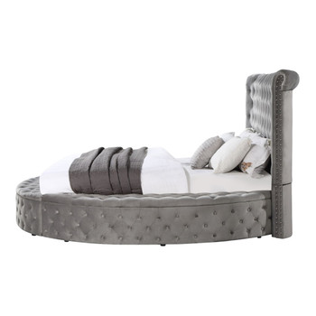 Gaiva - Queen Bed With Storage - Gray Velvet