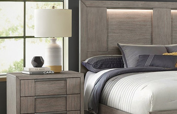 GRAYSON Gray Lighted King Bedroom Set