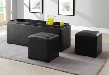 Stella DarkBrown Bi-Cast Vinyl Storage Bench with 2 Ottomans