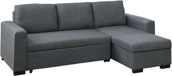 ZADOK Blue Gray 88" Wide Sleeper Sectional with Pull Out Bed & Storage (RTA)