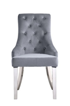 Satinka - Fabric Side Chair Set of 2) - Gray & Mirrored Silver
