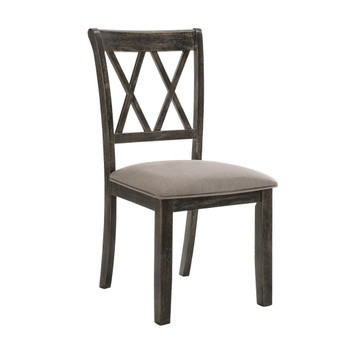 Claudia II - Side Chair Set of 2) - Beige Fabric & Weathered Gray