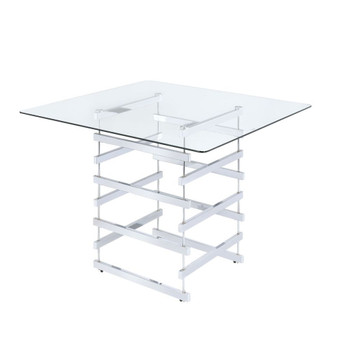 Nadie - Counter Height Table - Chrome & Clear Glass