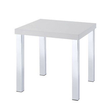 Harta - End Table - White High Gloss & Chrome