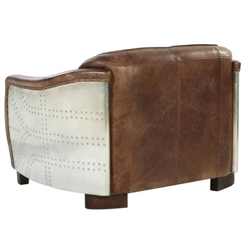 Brancaster - Loveseat - Retro Brown Top Grain Leather & Aluminum