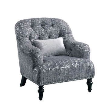 Gaura - Chair With Pillow - Dark Gray Velvet