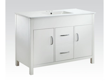 Kryptonite White Real Marble Top White Finish Sink