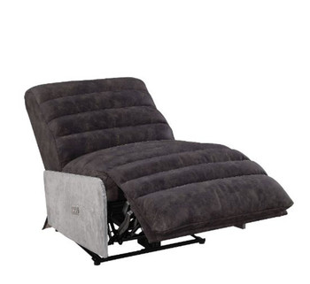 Okzuil - Power Motion Recliner - Two Tone Gray Top Grain Leather & Aluminum
