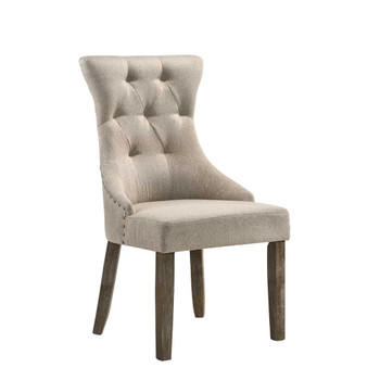 Gabrian - Side Chair Set of 2) - Two-Tone Beige Fabric & Reclaimed Gray