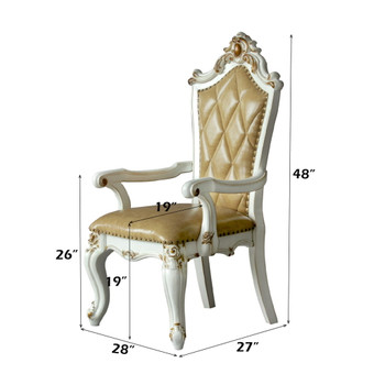 Picardy - Arm Chair Set of 2) - Butterscotch Synthetic Leather & Antique Pearl