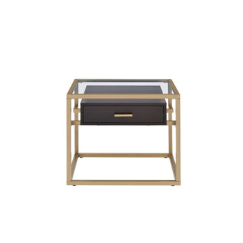 Yumia - End Table - Gold & Clear Glass