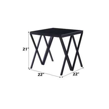 Magenta - End Table - Glass Top & Black
