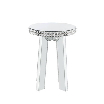 Lotus - End Table - Mirrored & Faux Crystals