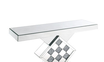 Noralie - 47" X 14" Console Table - Mirrored & Faux Diamonds