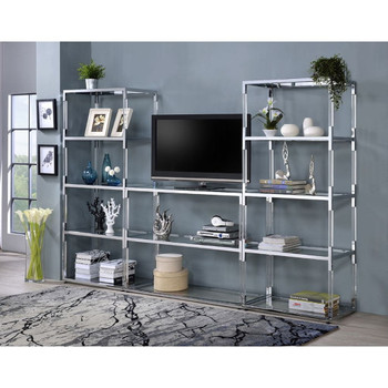 Raegan - TV Stand - Clear Acrylic, Chrome & Clear Glass