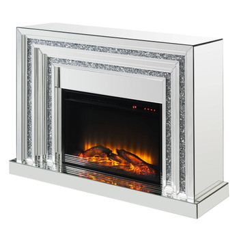 Noralie - 35" Fireplace - Mirrored & Faux Diamonds