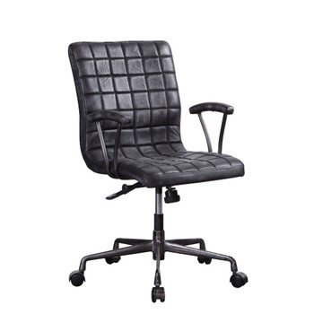 Barack - Executive Office Chair - Vintage Black Top Grain Leather & Aluminum - 26"