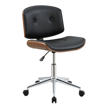 Camila - Office Chair - Black PU & Walnut - 20"