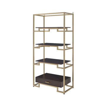 Yumia - Bookshelf - Gold & Walnut