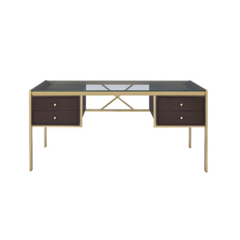 Yumia - Writing Desk - Gold & Walnut